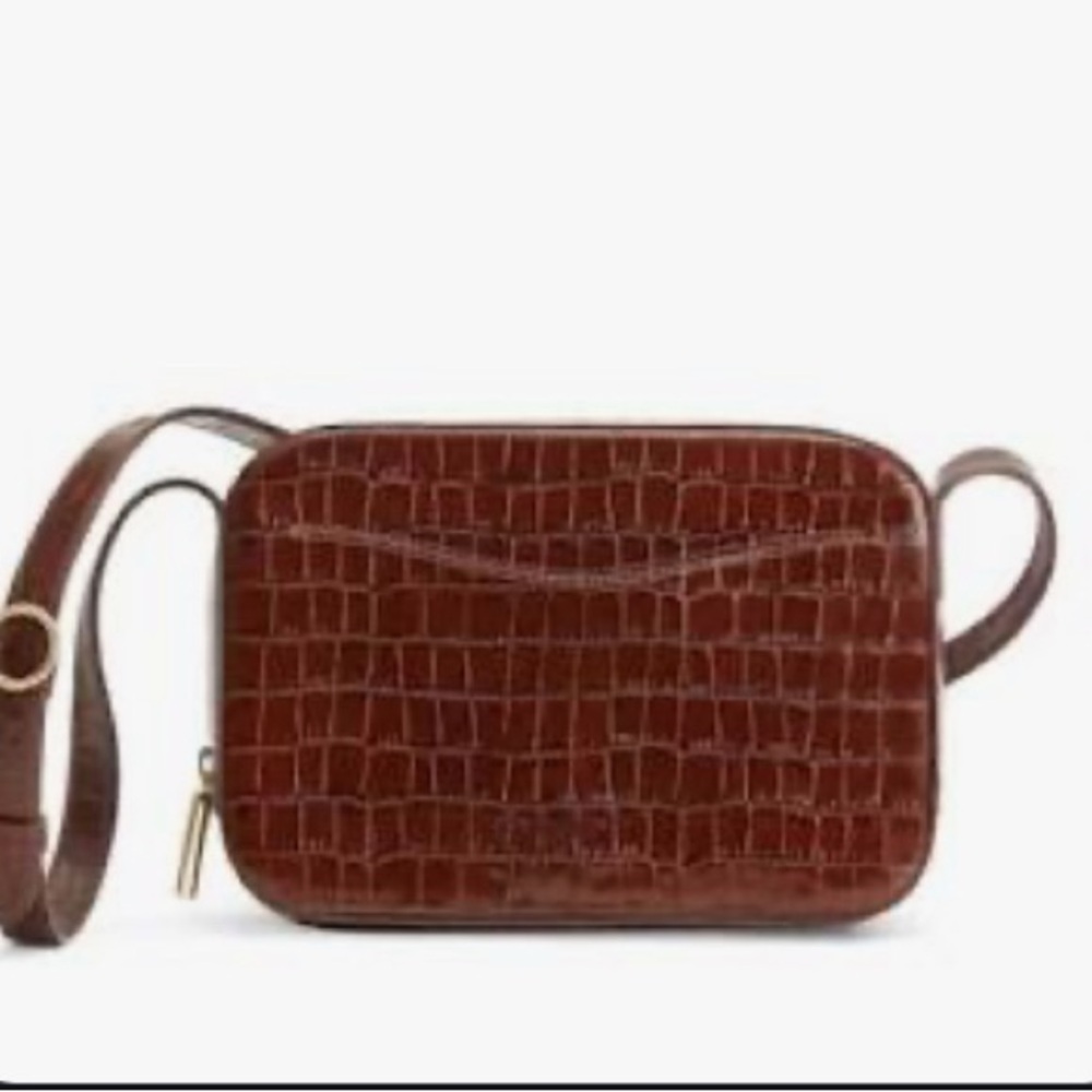 Cuyana Leather Croc Embossed Camera Bag